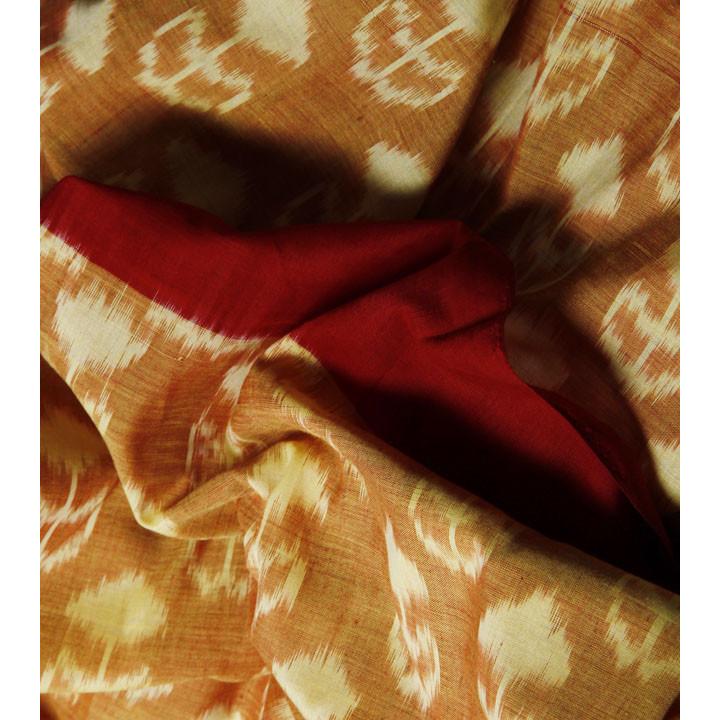 Yellow & Red Handwoven Ikat Cotton Saree