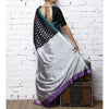 Black & Grey Handwoven Ikat Silk Saree