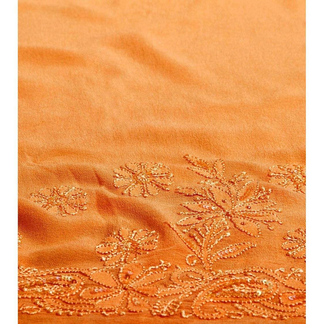 Gelber Georgette-Saree mit Chikankari