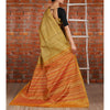 Saree en soie Tussar Ikat moutarde