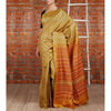 Saree en soie Tussar Ikat moutarde