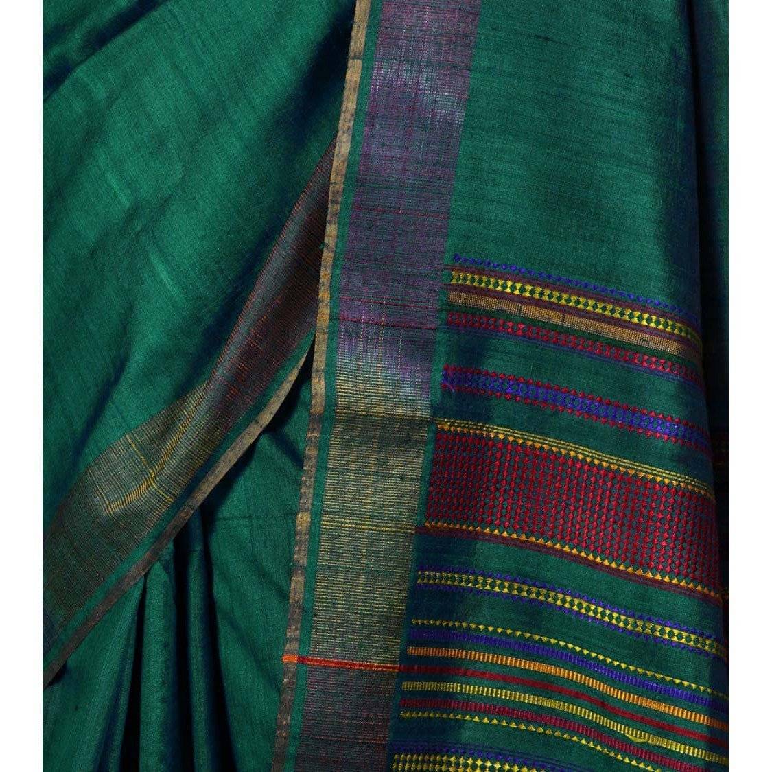 Blue Tussar Silk Saree