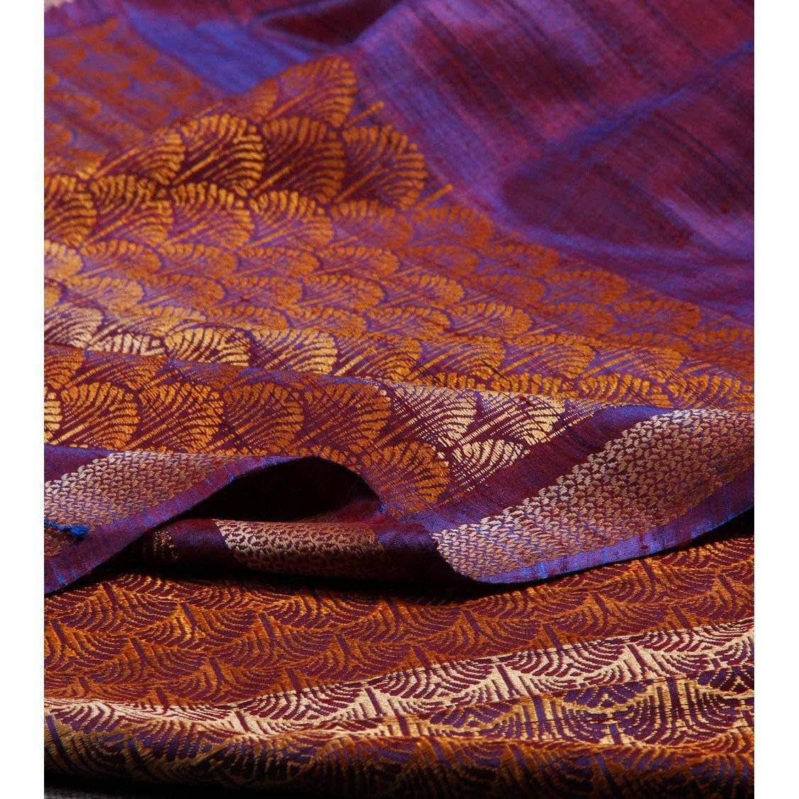 Purple Tussar Silk Saree