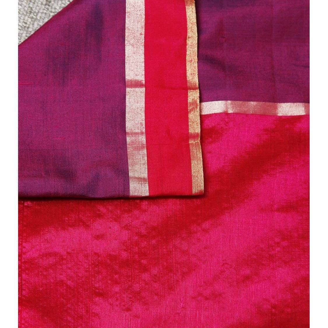 Magenta Seide Phool Meena Jaal Chanderi Saree