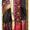 Chanderi Saree à jupe fleurie en soie noire