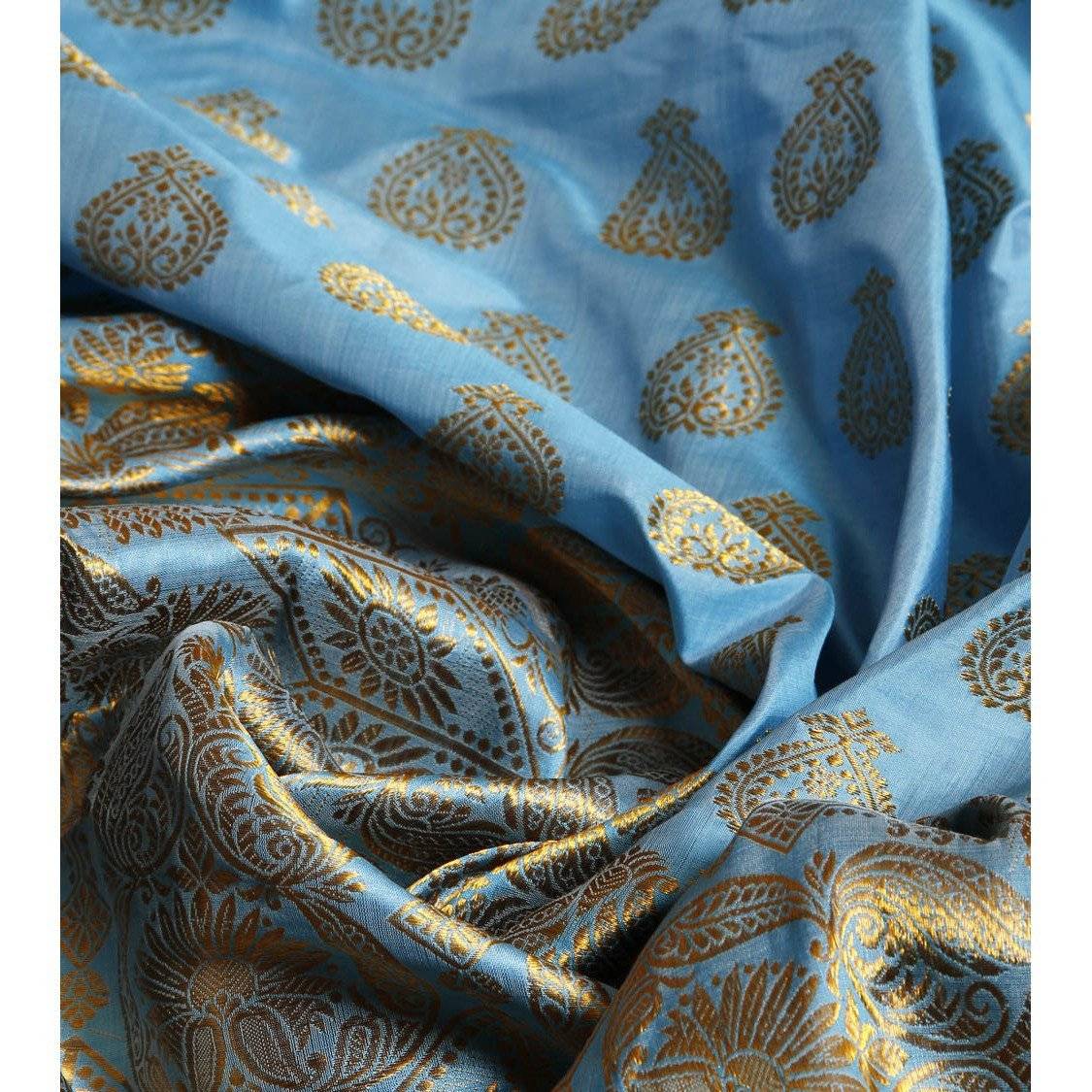 Turquoise Pat Silk saree