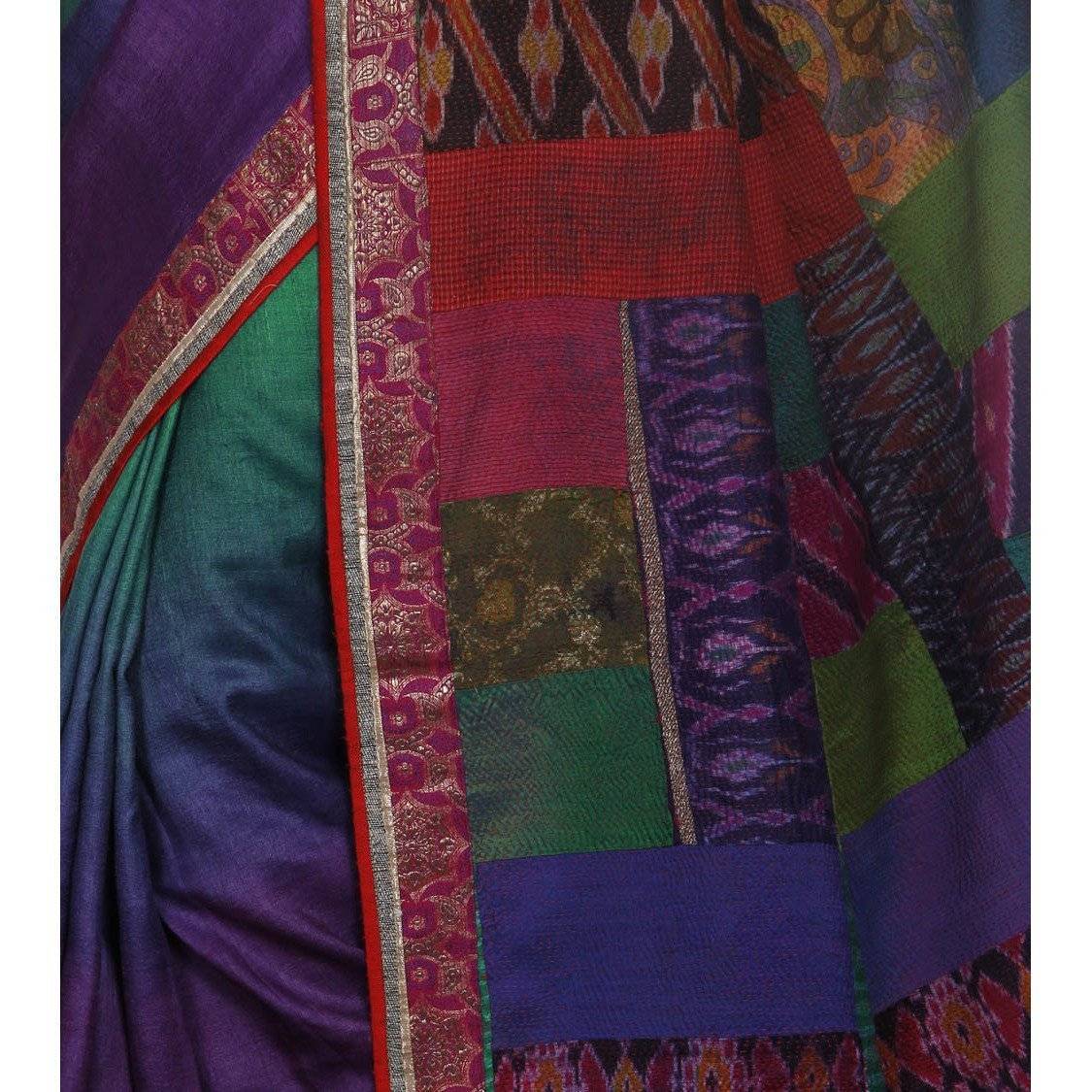 Sari en soie multicolore