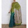 Sari en soie vert et bleu