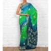 Blauer und grüner Bandhej Banarasi Georgette Saree