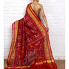 Maroon Handwoven Single Ikat Patola Silk Saree