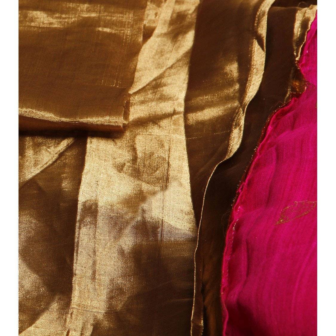 Pink Handwoven Tussar Silk Saree