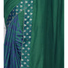 Saree en soie Tussar et Muga vert avec patch en brocart Banarasi