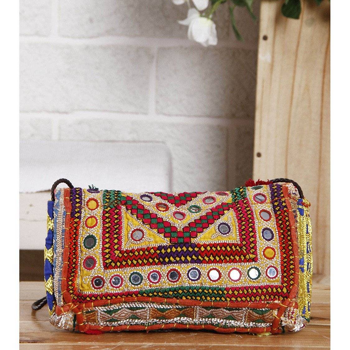 Multicoloured Embroidered Afghani Clutch