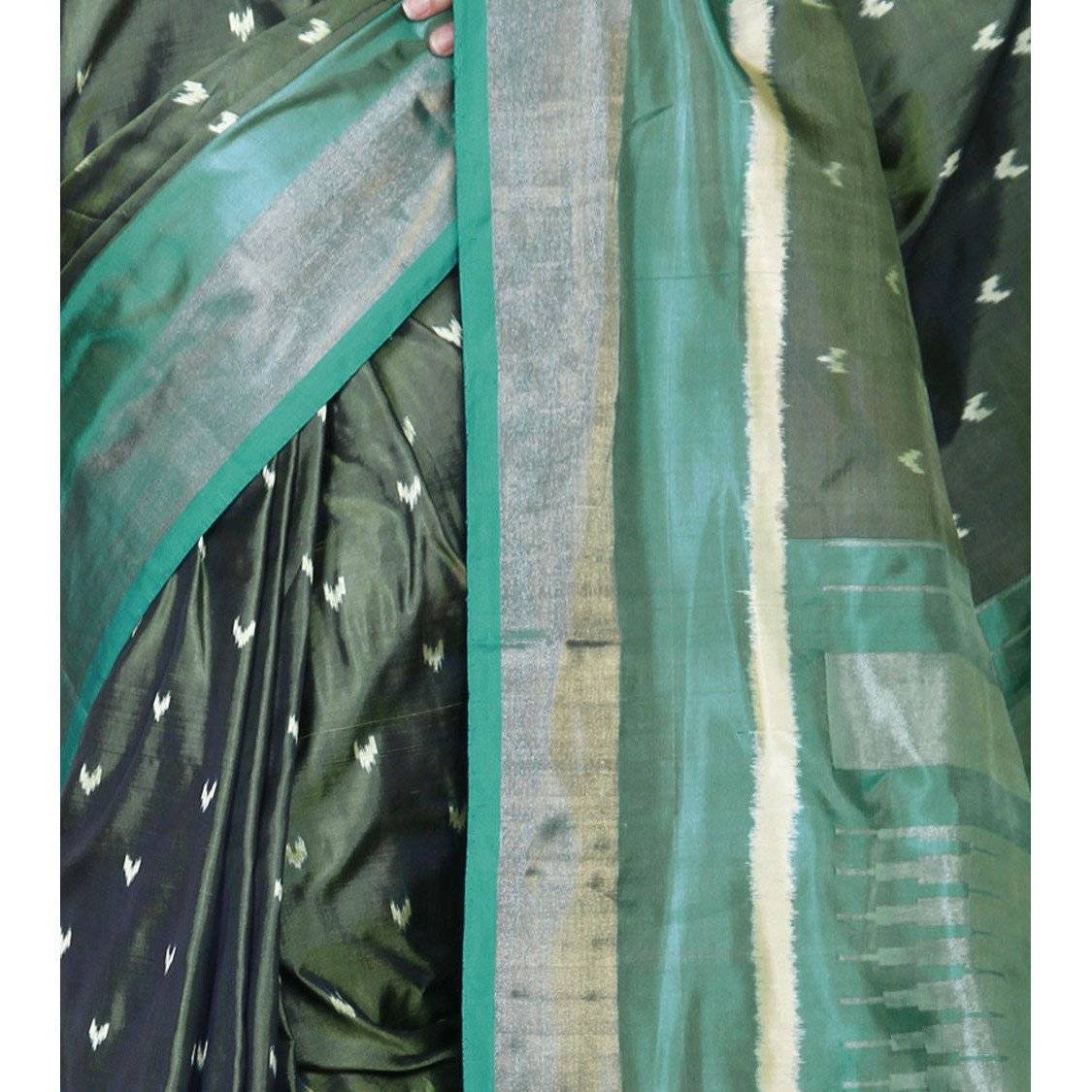 Green & Blue Handwoven Pochampally Silk Saree