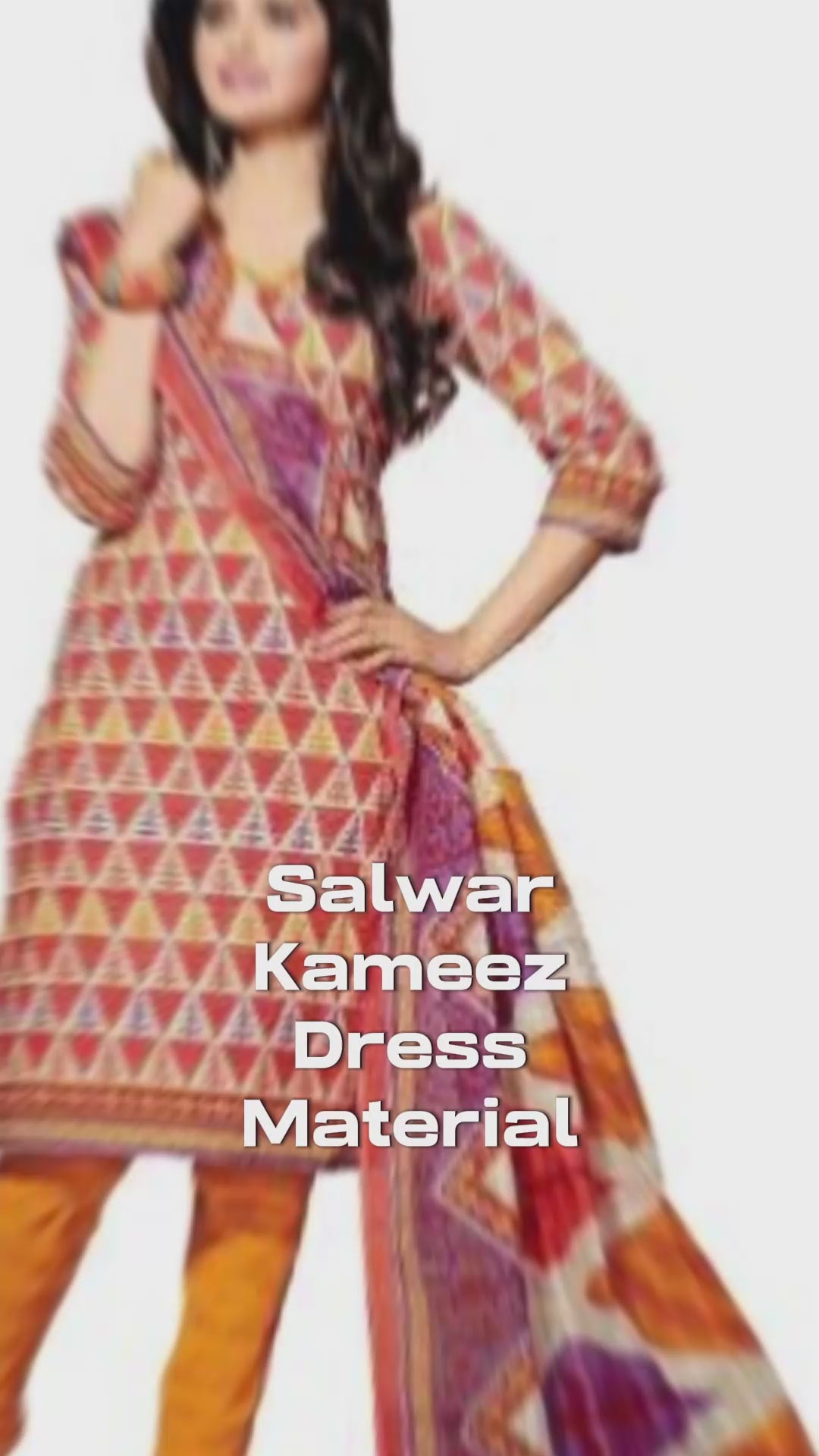 Robe Salwar Kameez en coton imprimé orange et jaune clair