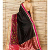 Chanderi Saree à jupe fleurie en soie noire