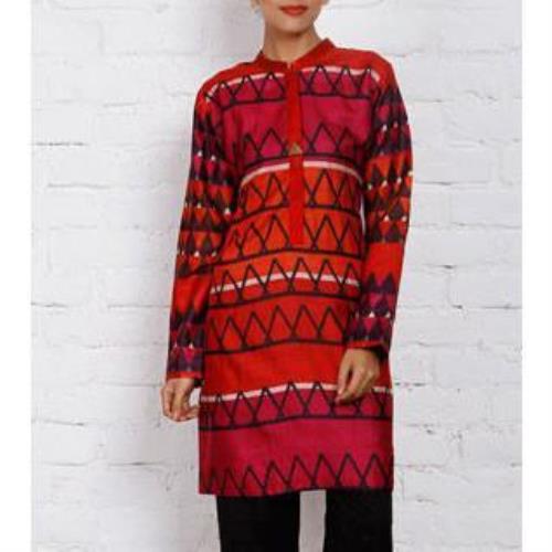 Magenta & Orange Silk Printed Tunic