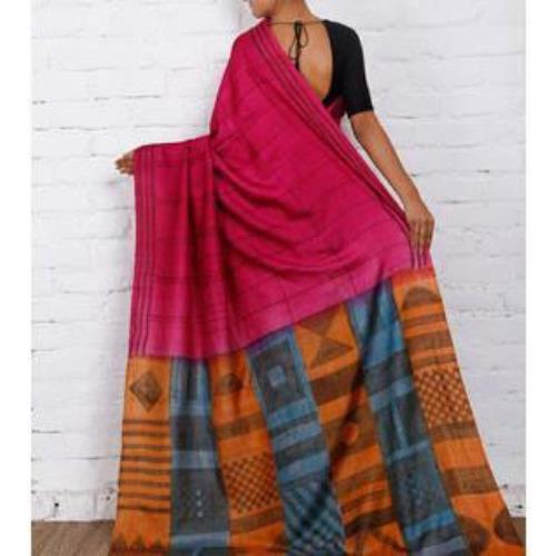 Pink & Orange Silk Saree