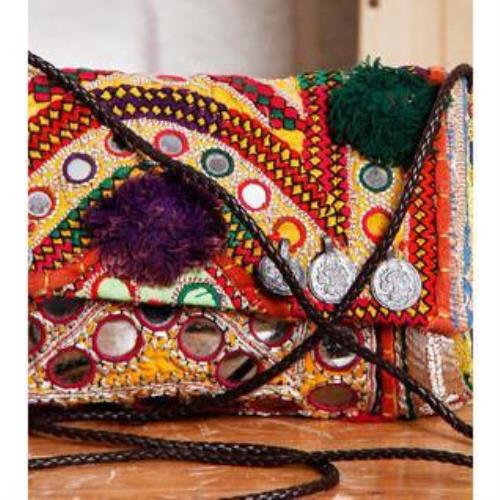 Pochette afghane brodée multicolore