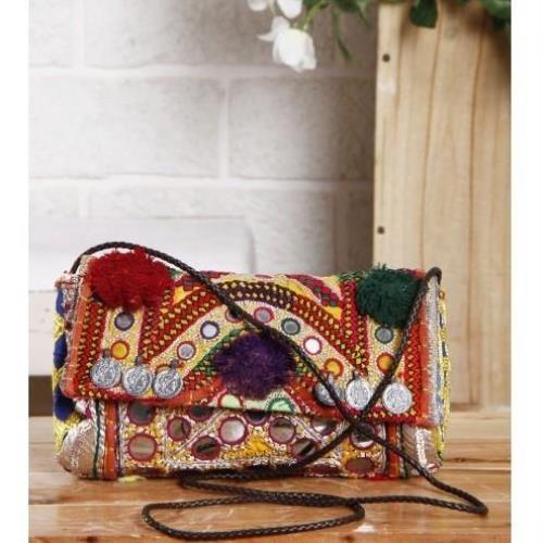 Mehrfarbig bestickte afghanische Clutch