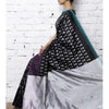 Black & Grey Handwoven Ikat Silk Saree