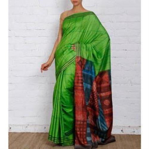 Green & Grey Silk Saree