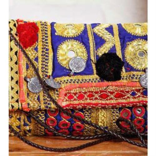 Pochette afghane brodée multicolore (100000052898)