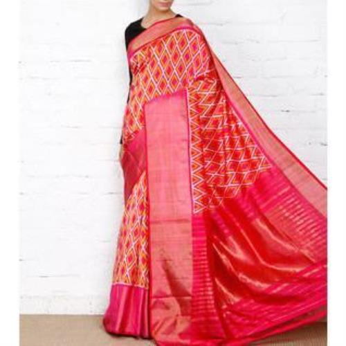 Pink Handwoven Pochampally Silk Saree