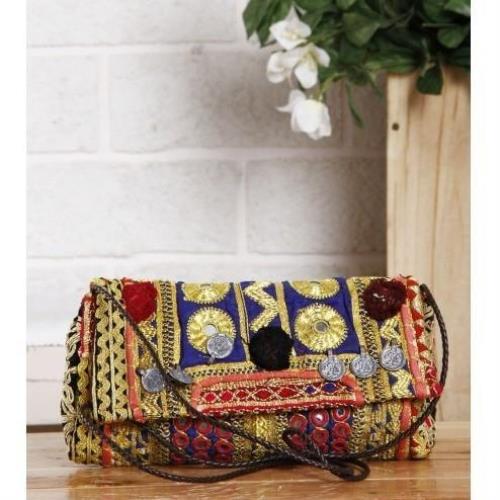 Mehrfarbig bestickte afghanische Clutch (100000052898)