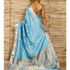 Turquoise Pat Silk saree