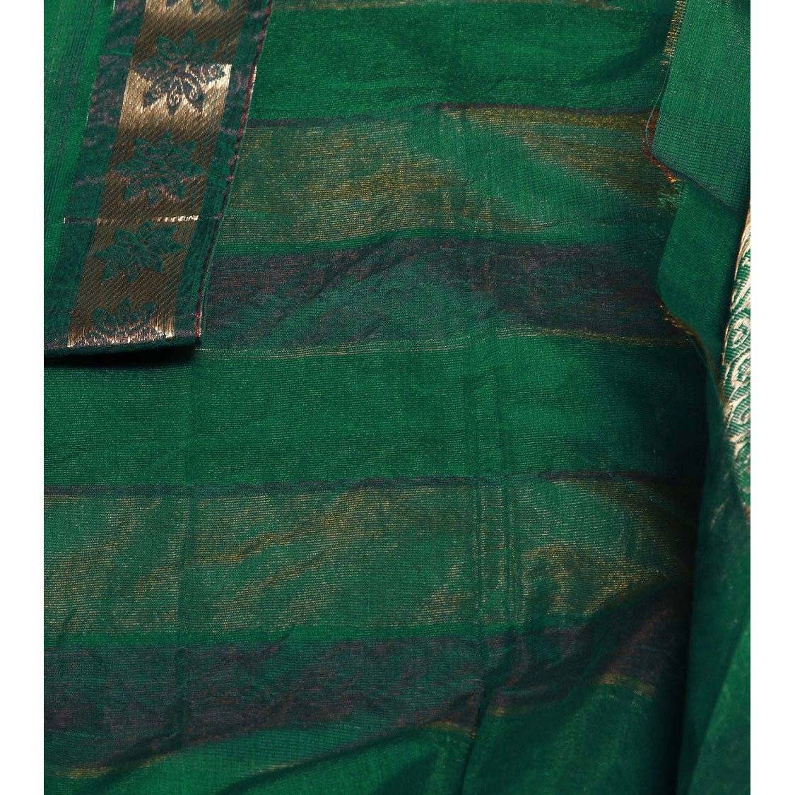 Sea Green Kora Cotton Saree with Zari Work