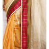 Grey & Peach Muga Silk Saree with Banarasi Silk Border