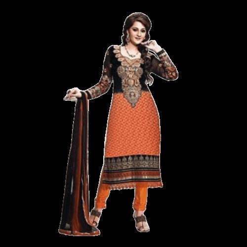 Orangefarbener und schwarzer Bollywood-pakistanischer indischer Designer-Anarkali-Salwar-Kameez-Churid