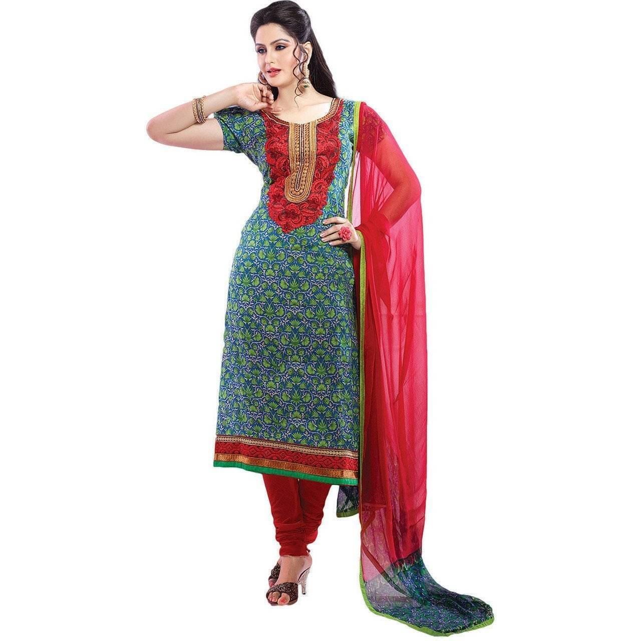 Roter Baumwoll-Blumendruck Bollywood Pakistanischer indischer Designer Anarkali Salwar Kame